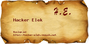 Hacker Elek névjegykártya